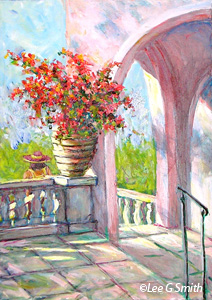 Bougainvillea and Lady at the Ringling Museum