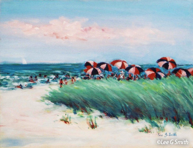  Red, Pink, and Blue Umbrellas