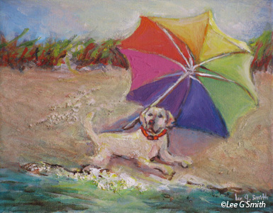 Umbrella and Yellow Dog 2