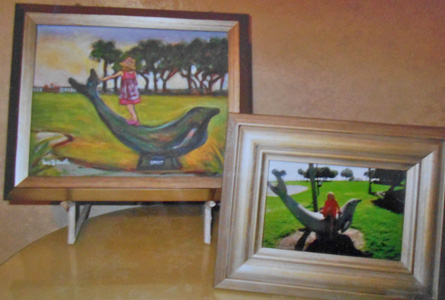 Humiston Park Dolphin Painting with Photo of Grandaughter and Dolphin