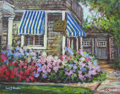 Sea Street House Awnings and Hydrangeas